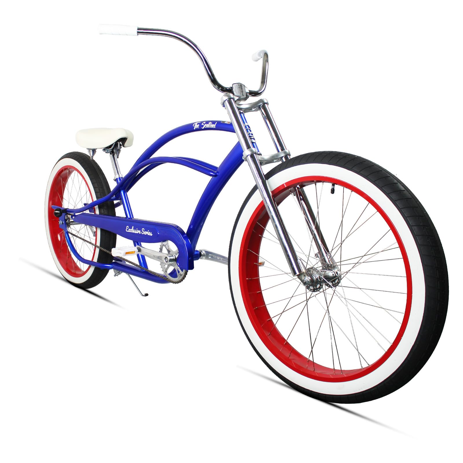 MICARGI Bronco 3.0 Mens Cruiser Bicycles 26/29 inch Long Beach Cruiser Bike with Coaster Brakes Front/Rear White Wall Tires/Black Ties