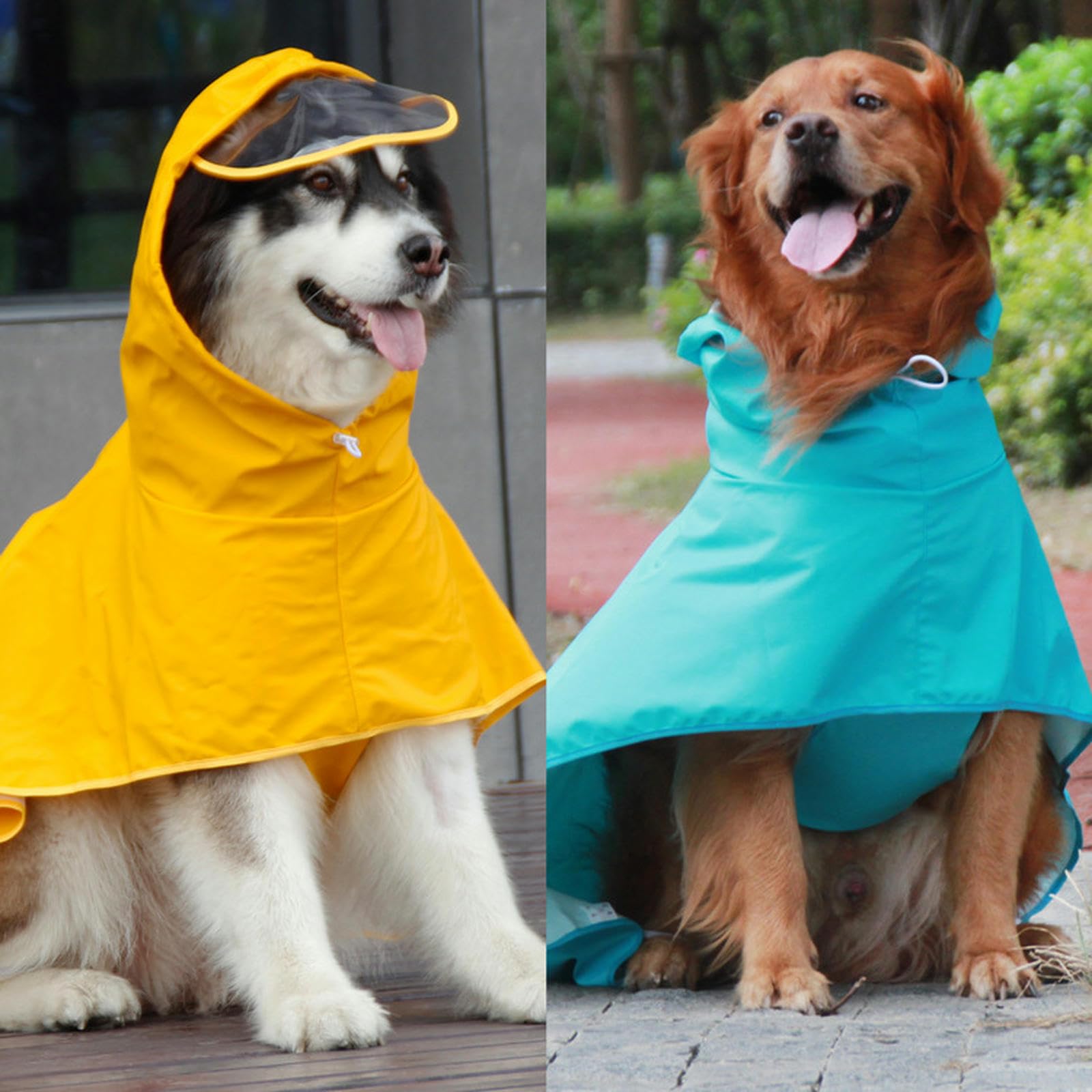 Chubasqueros Impermeables para Perros con Capucha, Chaqueta Impermeable Transpirable y Ajustable con Orificio para Correa, Poncho para Perros a Prueba de Viento para Perros Grandes y medianos