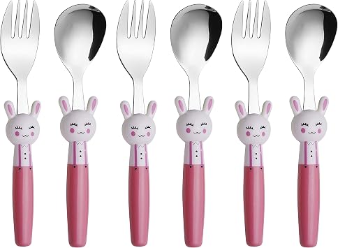 ANNOVA Kids Silverware Set 6 Pieces - Childrens Flatware Stainless Steel 6FS, Rabbit