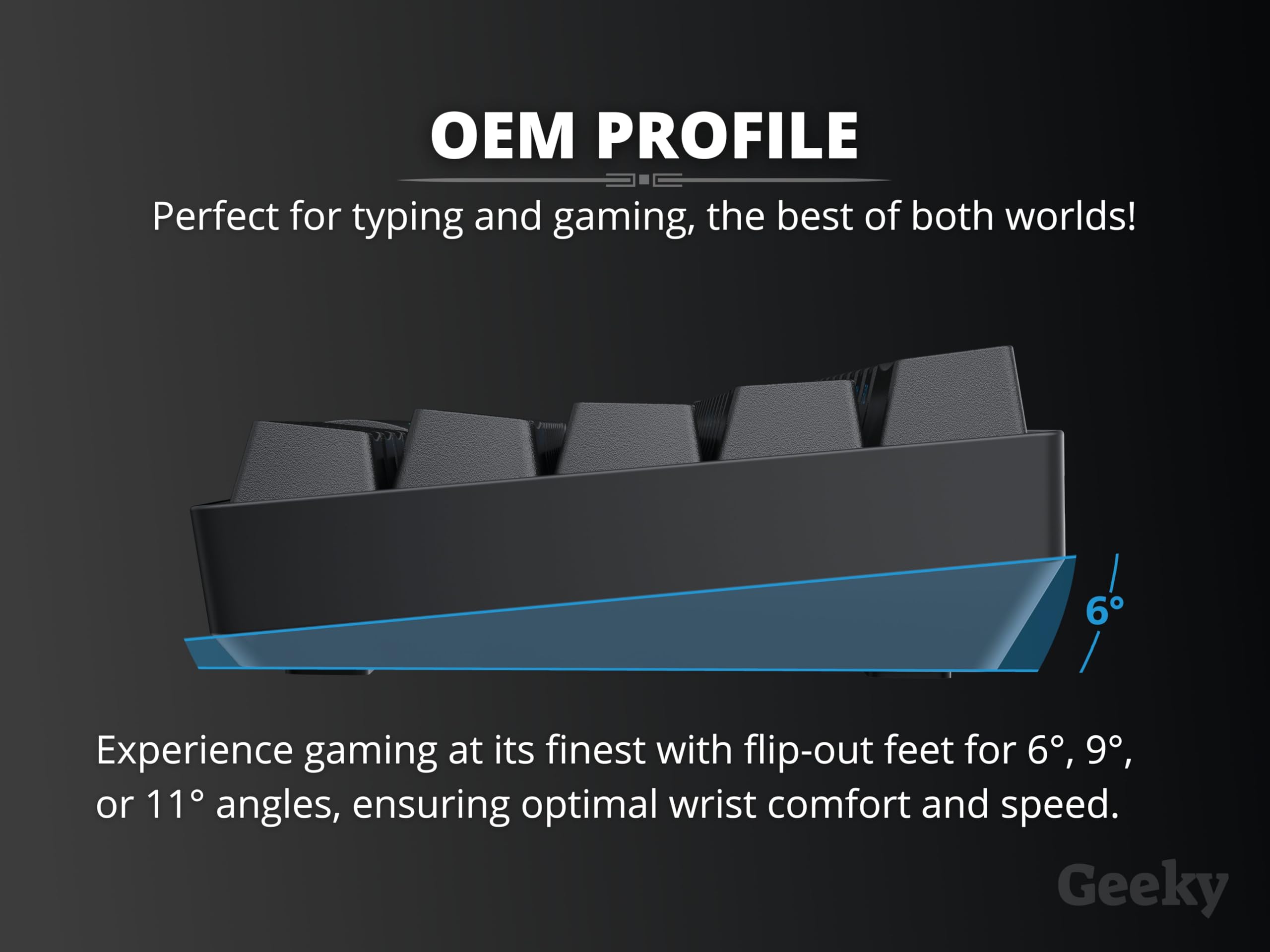 Geeky GK80 Tenkeyless, tastiera meccanica da gioco, 87 tasti, retroilluminazione a LED RGB multicolore per PC/Mac Gamer, layout americano ANSI, nero, blu meccanico