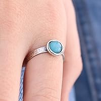 Vista 13 de Anillo de plata de ley con piedras preciosas para mujer, anillo apilable de piedra martillada, anillo de piedra natal