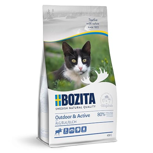 BOZITA Outdoor & Active Elch - Alimento seco para Gatos Adultos principalmente al Aire Libre, 0,4 kg