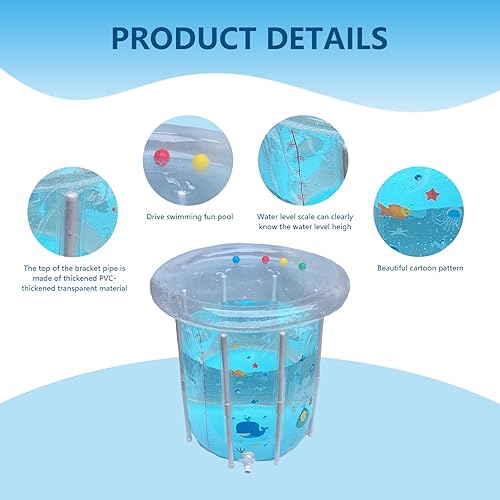 Miniatura 3 de Piscina infantil de 29.5 x 31.5 pulgadas, piscina inflable para bebés con patrón de dibujos animados, drenaje transparente sellado de PVC para niños