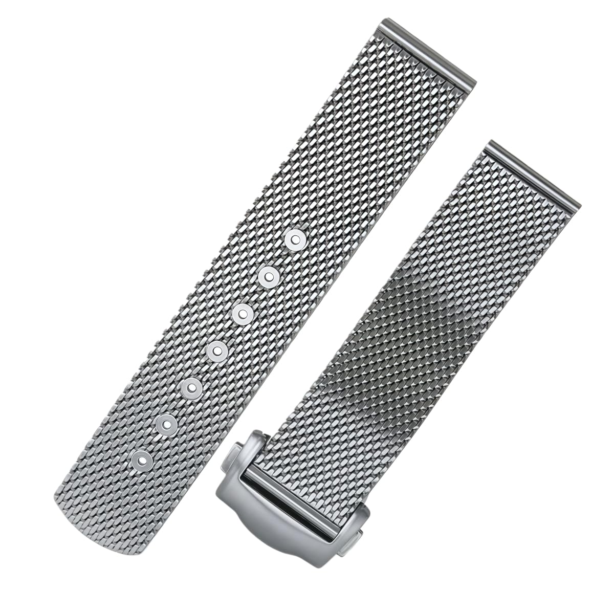 Cinturino Orologio Acciaio Inox Bracciale Metallico 20mm Mesh Intrecciato Ricambio Estremità Diritta Spazzolato Fibbia Lucida for Omega Seamaster 300