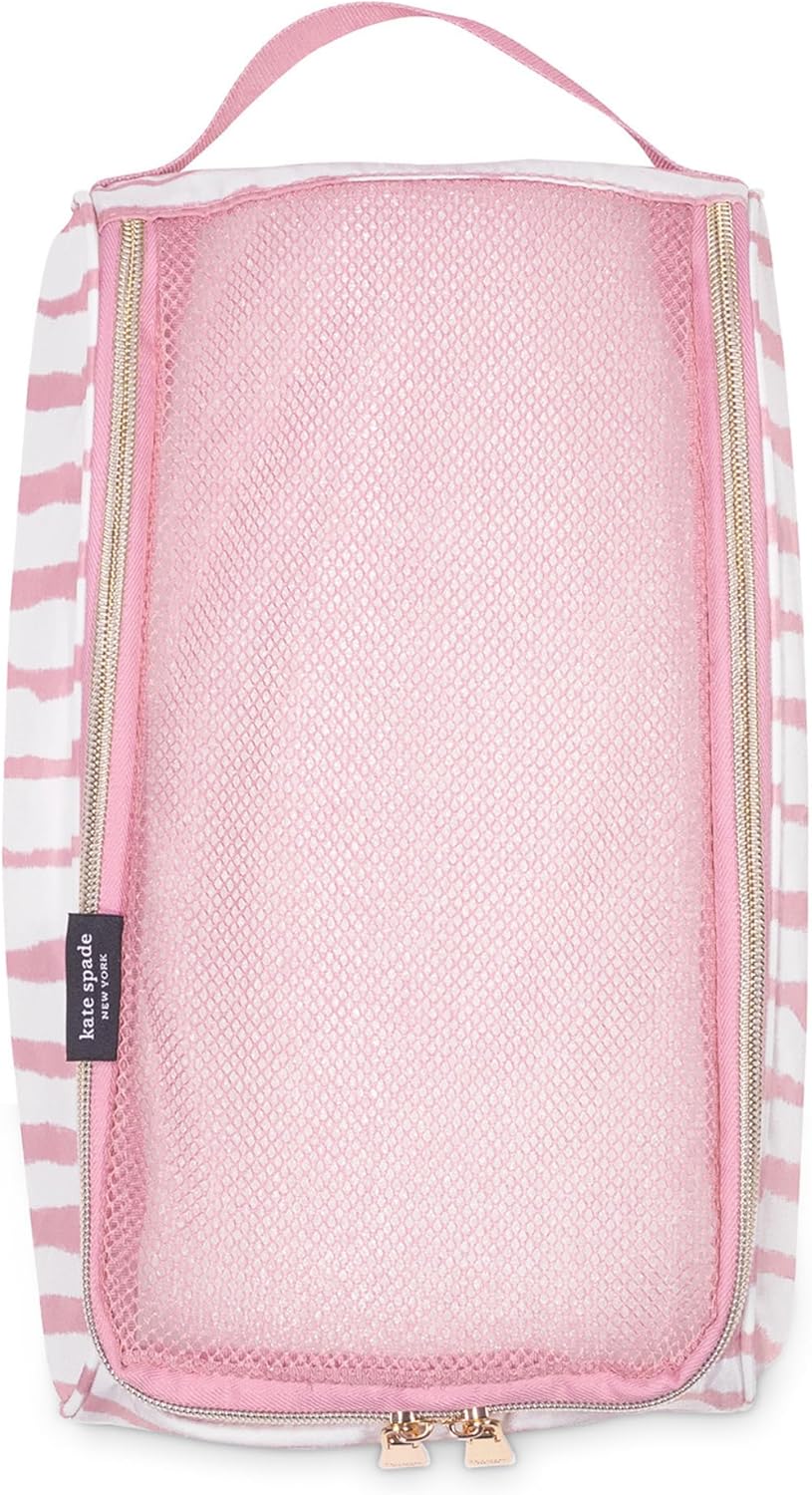 kate spade new york Set of 3 Packing Cubes for Suitcase, Travel Organizers Small, Medium, Large with Handles (Goddess Stripe)