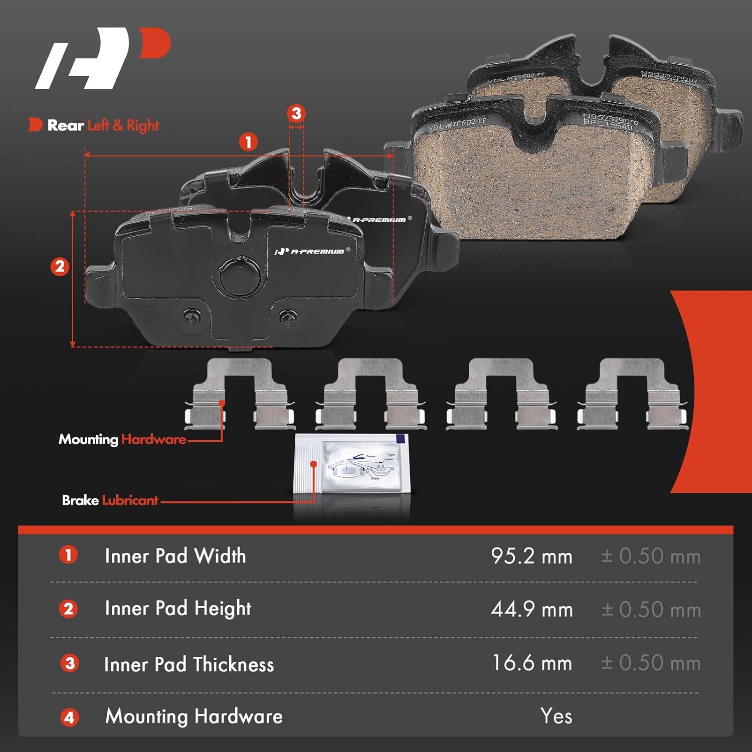 A-Premium Rear Ceramic Brake Pads Set Compatible with Mini Cooper Countryman 2011-2016, Cooper Paceman 2013-2016, 4-Pack