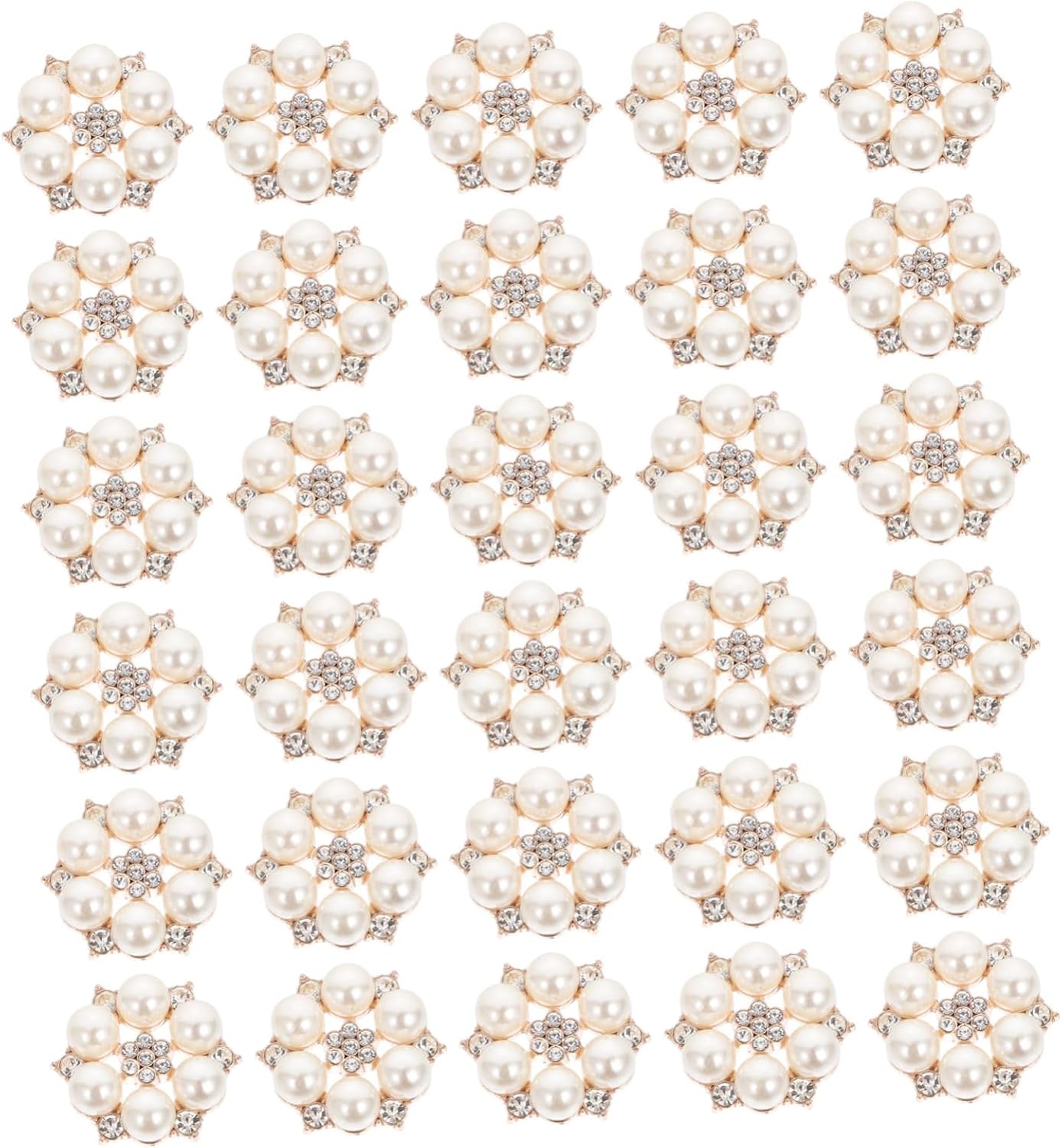 Pearl Flower DIY Headdress Accessories 30 Piece Alloy Button