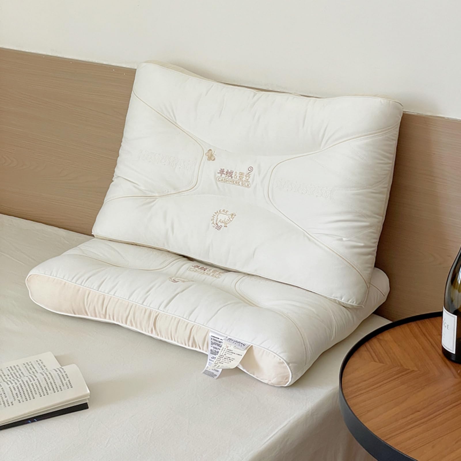 Guanciali, Cuscino in Fibra, Morbido Cuscino Dormire, Cuscini Letto, Lussuoso Cuscino Letto, Antiacaro Anallergico Traspirante, Lavabili in Lavatrice (Altezza 6-8 cm,48x74cm)