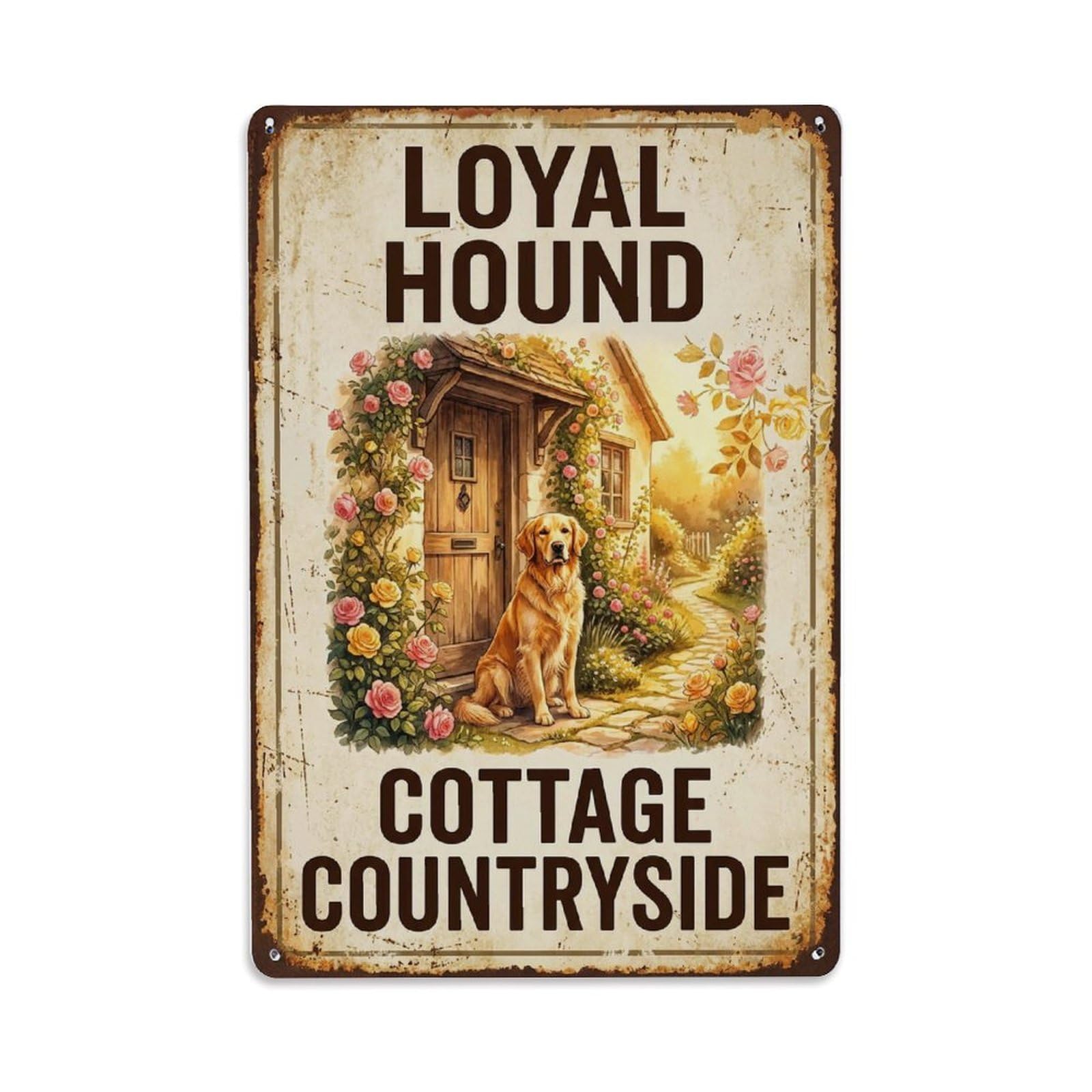 Loyal Hound Cottage Countryside Companion Metal Tin Sign Plaque Wall Decor for Cafe, Club Bar, Office, Home Garden Metal Poster 8x12Inch