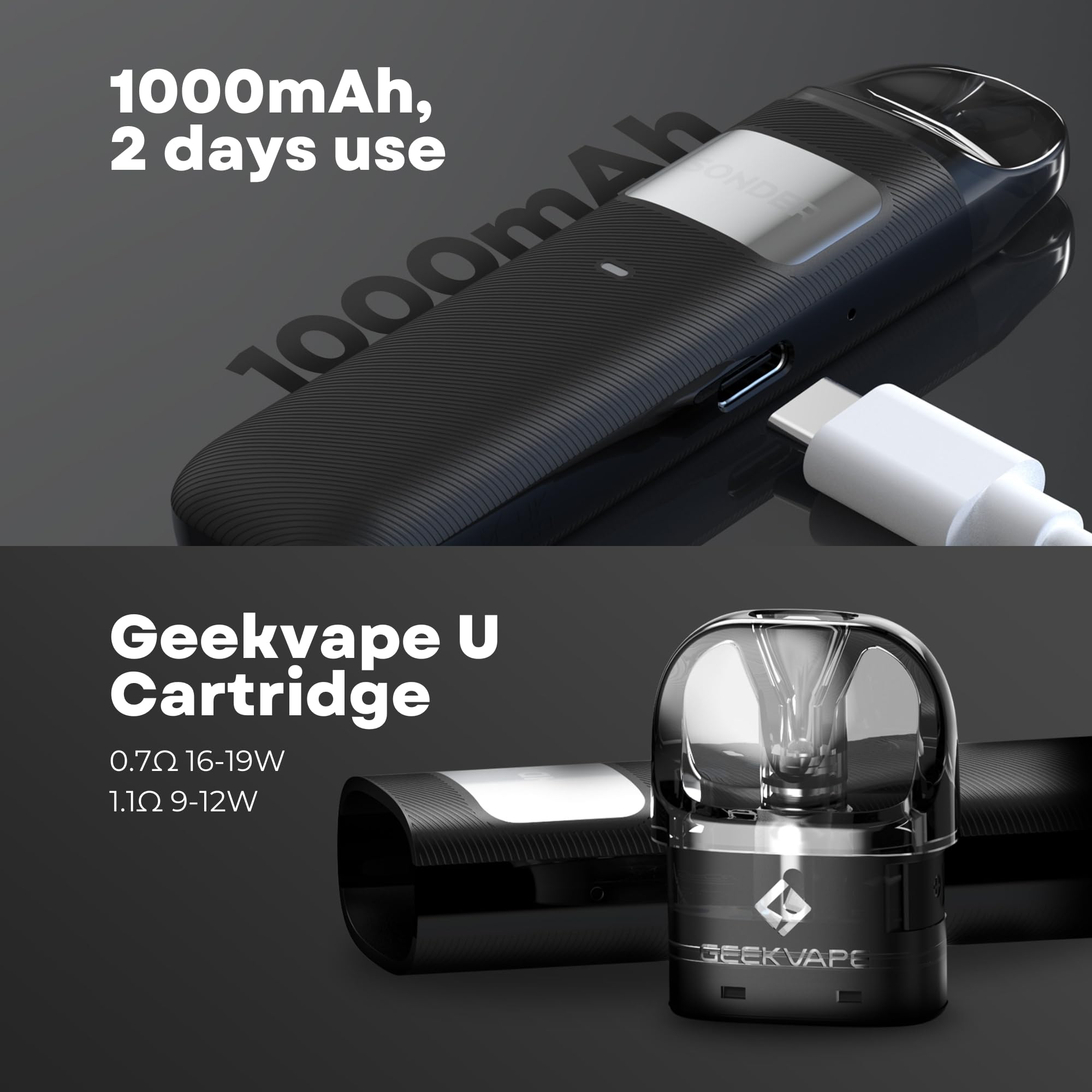 Geek Vape No Nicotine Disposable Geekvape Sonder U Pod Kit - No Nicotine  (Black Australia Geek Bar