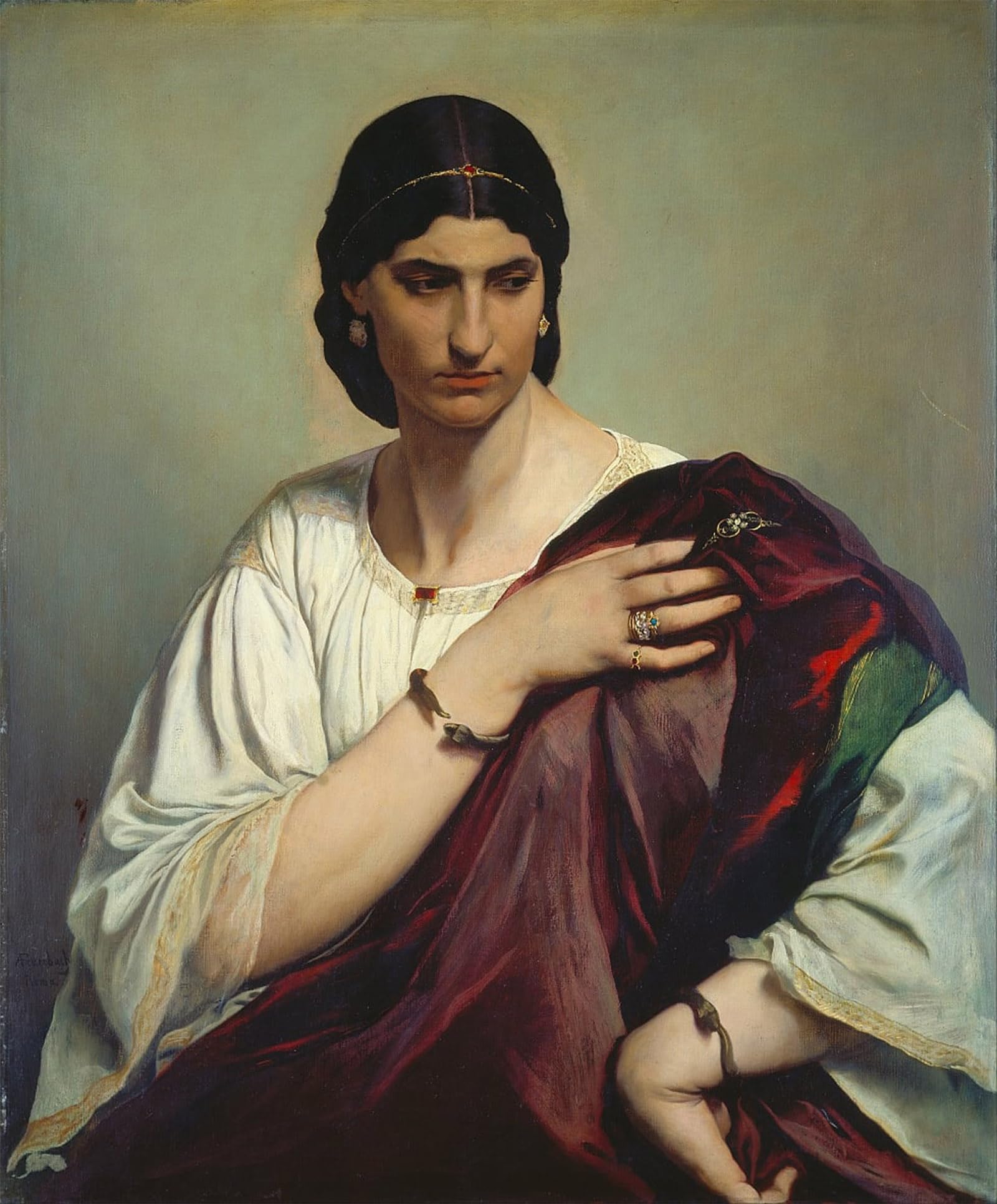 POSTERIIk Famous Animal Posters Vintage Picture Half length Portrait of a Roman Woman by Anselm Feuerbach Modern Wall Decor for Home Decor 60x90cm
