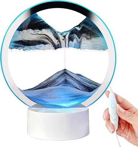 Arte de arena en movimiento, movimiento líquido con base de madera blanca clara, color 3D, decoración de arena movediza de mar profundo, arena