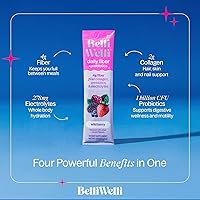 Vista 3 de Belli Welli Daily Fiber Supplement Packets with Collagen, Probiotics & Electrolytes Single Serve Packets for Gut Health, Digestion & Debloating