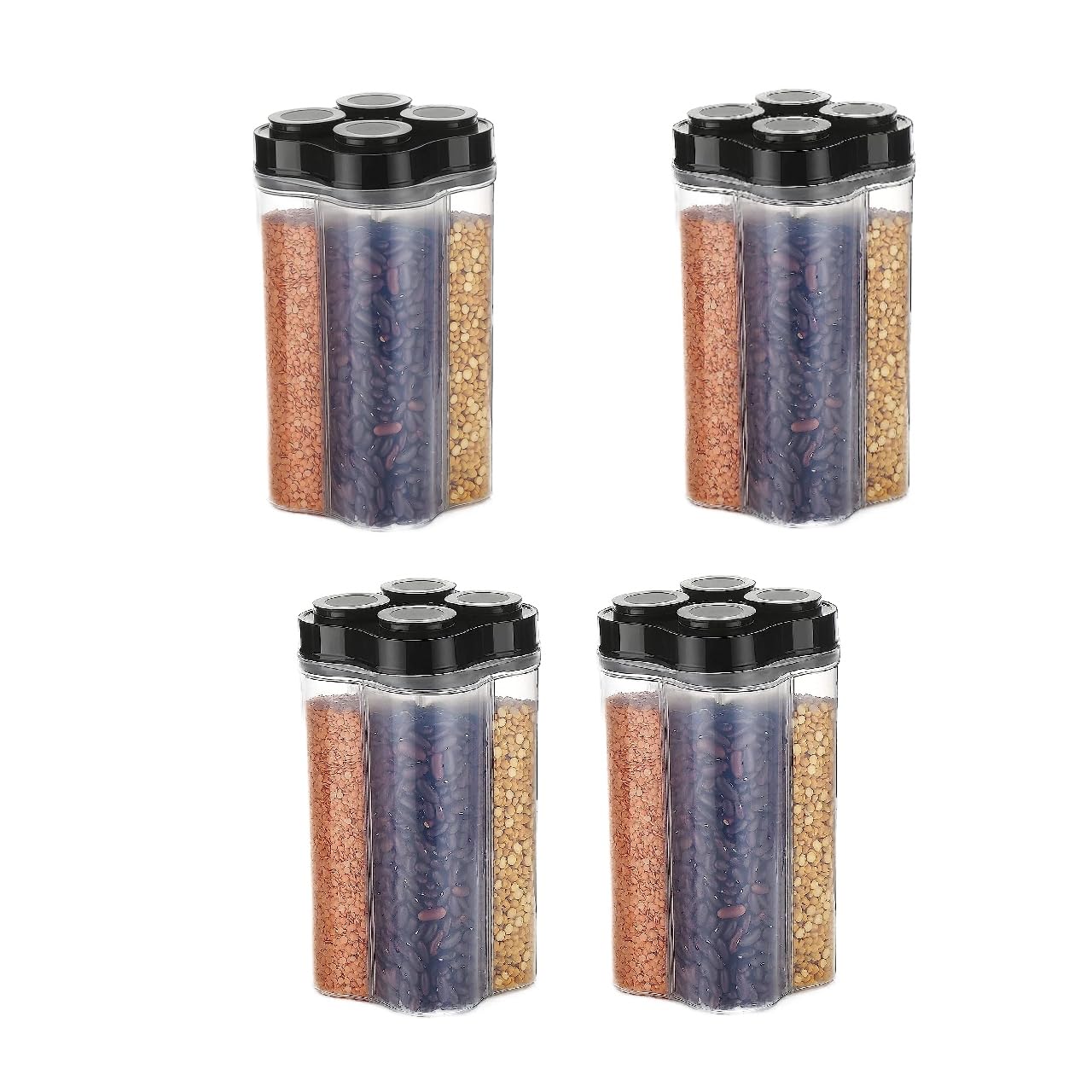 KDhyani Enterprises 4 in 1 containers for storage kitchen box set boxes jars and box plastic Airtight Transparent Plastic Lock Food Storage Section Container Grocery Fridge (2500ML -Black Pack of 4) (B0CQ8MPJ1X) Amazon Price History, Amazon Price Tracker