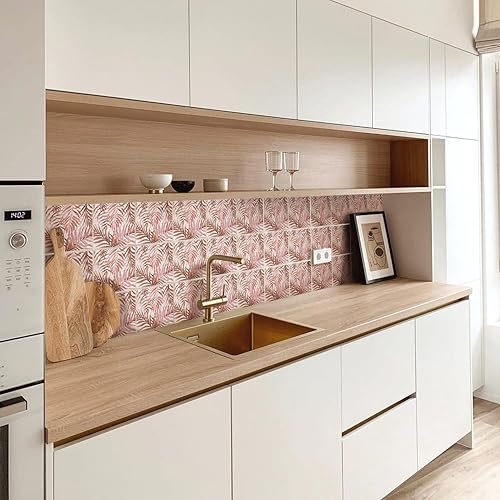 Miniatura 9 de Adhesivos de vinilo para azulejos de pared autoadhesivos, calcomanías impermeables para decoración de cocina, baño, línea ondulada de abulón, 6 x 6