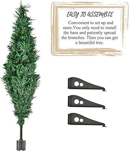 Miniatura 4 de Árbol de Navidad artificial de 22 pulgadas, árbol de Navidad verde con soporte de plástico, mini árbol de pino de Navidad para suministros de