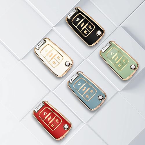 Miniatura 6 de QBUC Funda para llavero Chevy para 4 botones con llavero, para Chevrolet Equinox Camaro Cruze Malibu Sonic Buick Terrain