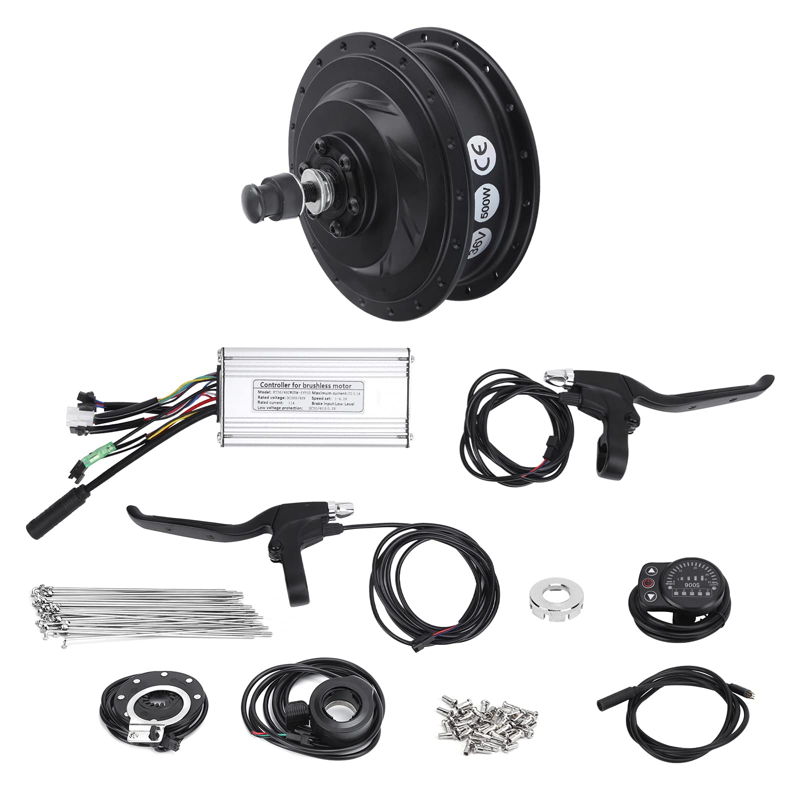 Front wheel 500W front wheel hub motor control sound very strong 36V conversation for electric bike with display aluminum copper ABS (26 inch 12G spokes)