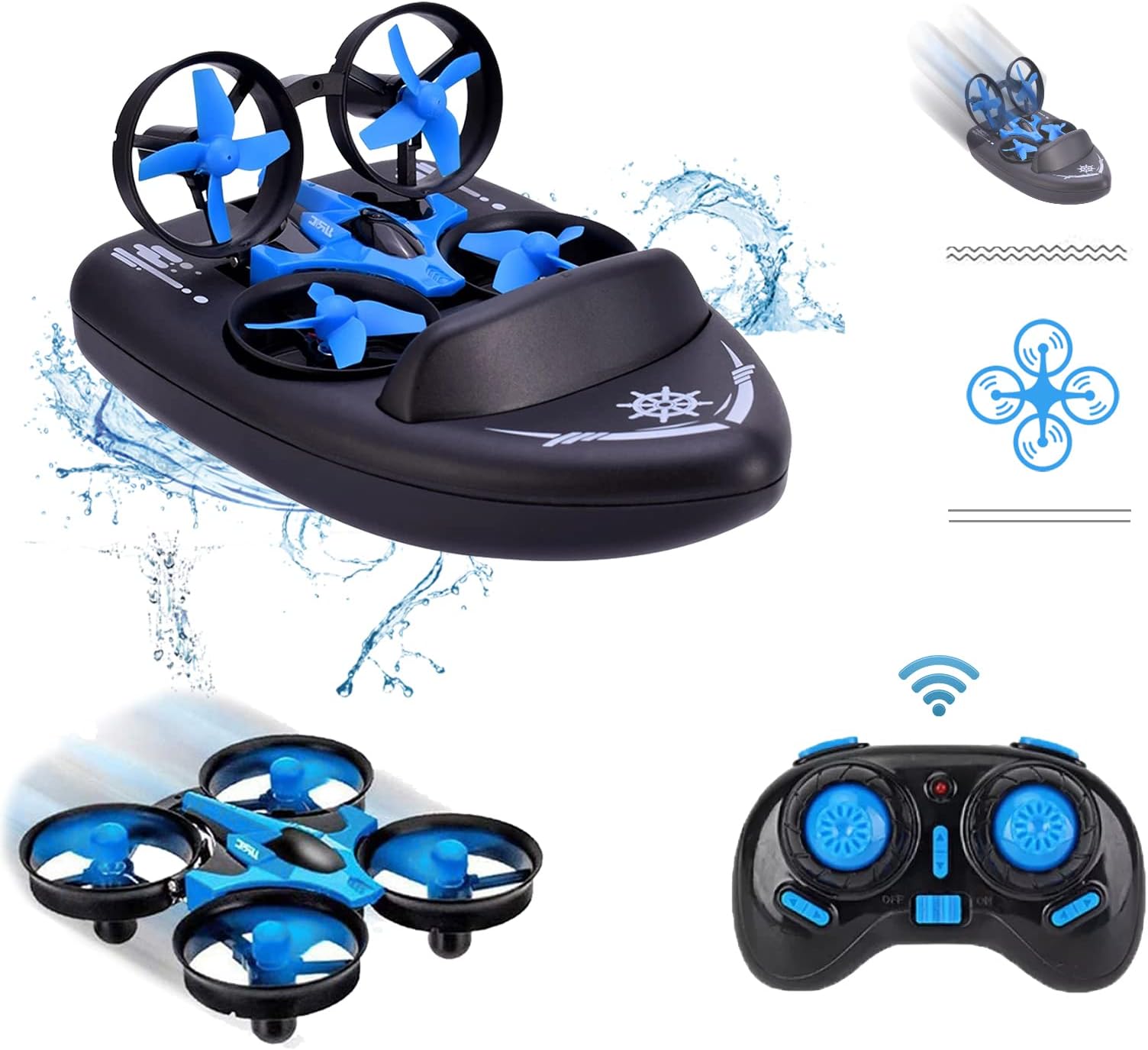 H36F Mini Drone for Kid 2.4G Headless Mode 3 in 1 Sea Land Air Flight 4-Axis Quadcopter Boat RC Helicopter for Boys and Girls