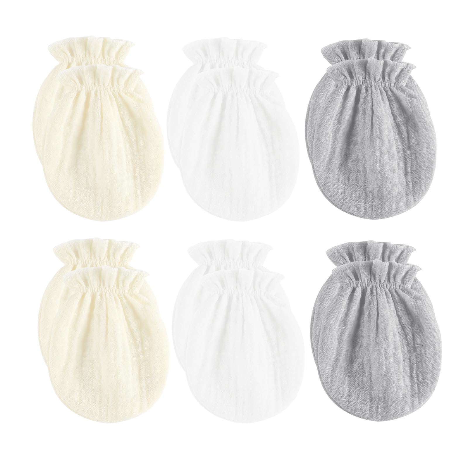 MOMSMENU Newborn Mittens No Scratch Muslin 100% Cotton Mitts Boy's girl's baby mittens 0-6 months 6 Pack