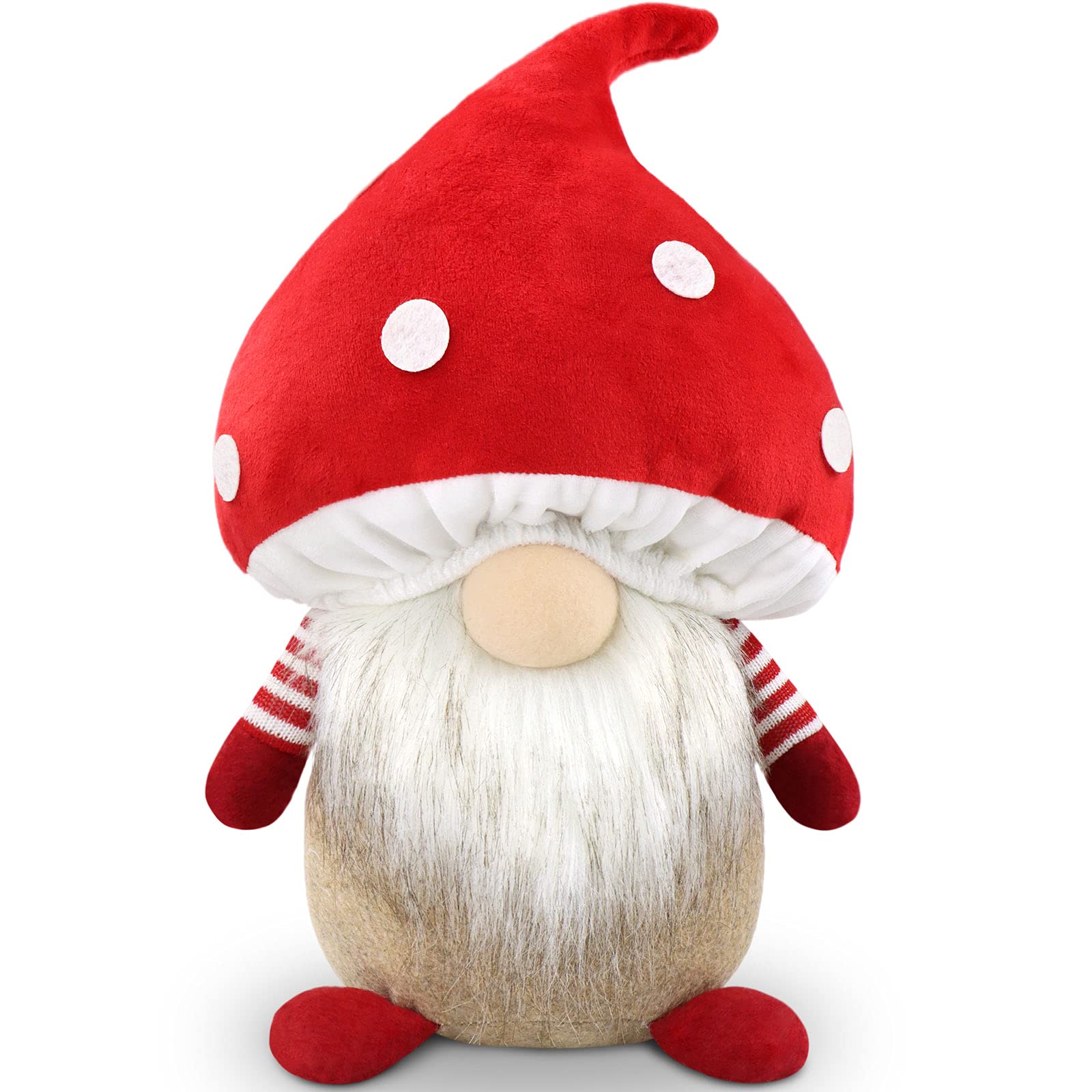 Gehydy Mushroom Gonk Summer Decorations Large Gnome Gift Handmade Scandinavian Tomte Farmhouse Decor for Home Kitchen Tiered Tray - 33cm (Red)