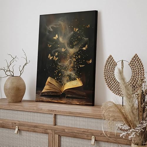 Miniatura 7 de Lienzo enmarcado estilo victoriano con estilo libérico, arte para la pared, lienzo oscuro de biblioteca de la academia, decoración de pared, pintura