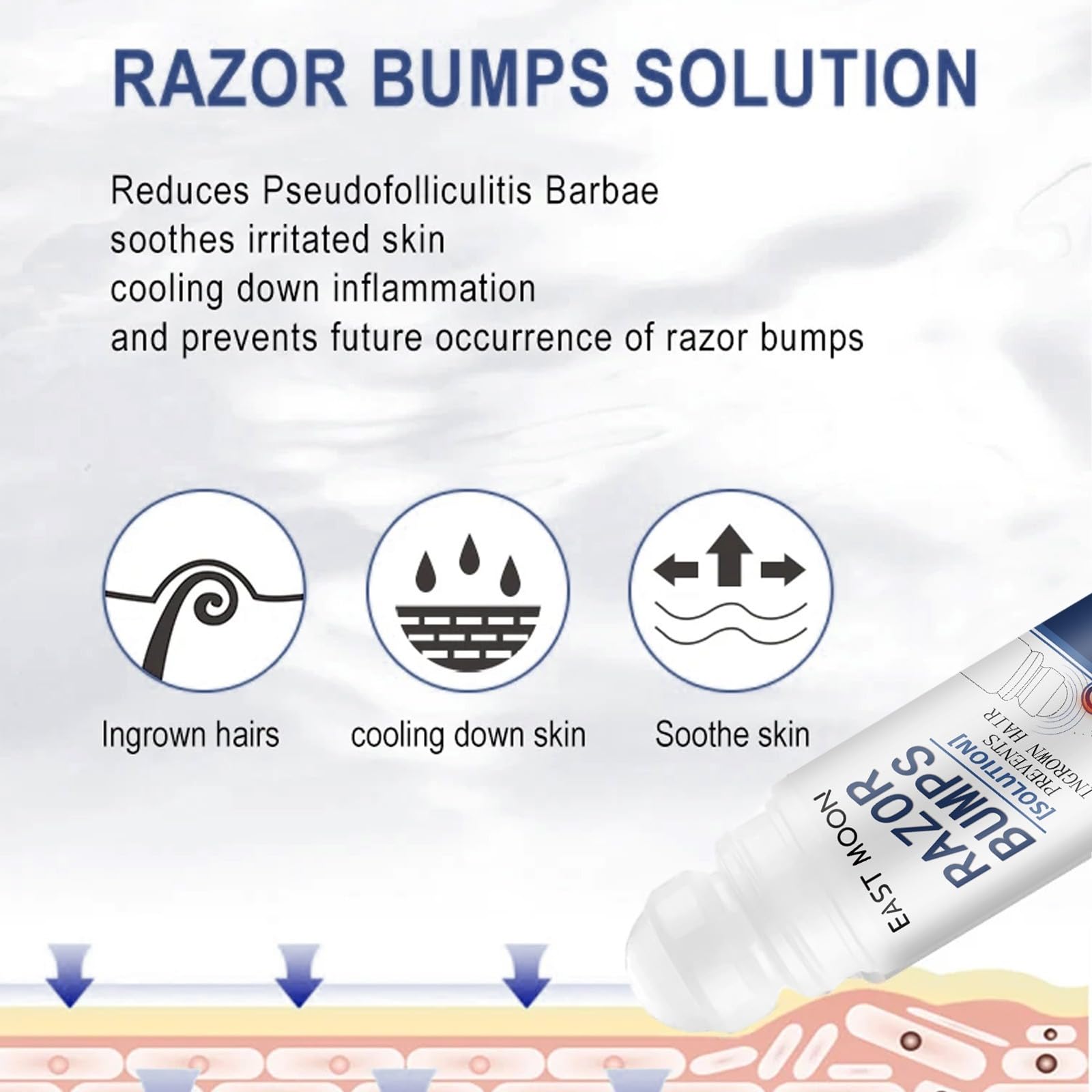 Body Hair Removal Spray, Easy off Foaming Natural Permanent Hair Removal Spray Smoothing Soluzione contro i peli incarni,Essence Riparatrice Dopobarba In Rollon,Lenisce la pelle secca e rossa