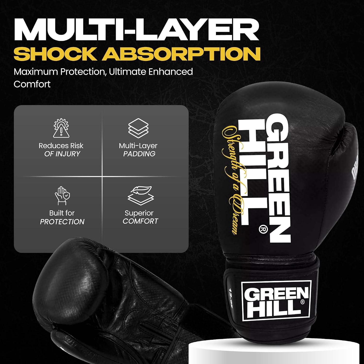 Green Hill Oracle Boxing Gloves for Men & Women – Premium Leather Training & Sparring Gloves for MMA, Muay Thai & Kickboxing with Wrist Support, Durable & Comfortable