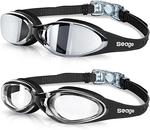 Seago 2 pack Swim Goggles for Men Women Anti Fog No Leaking Adult Water Pool Goggles