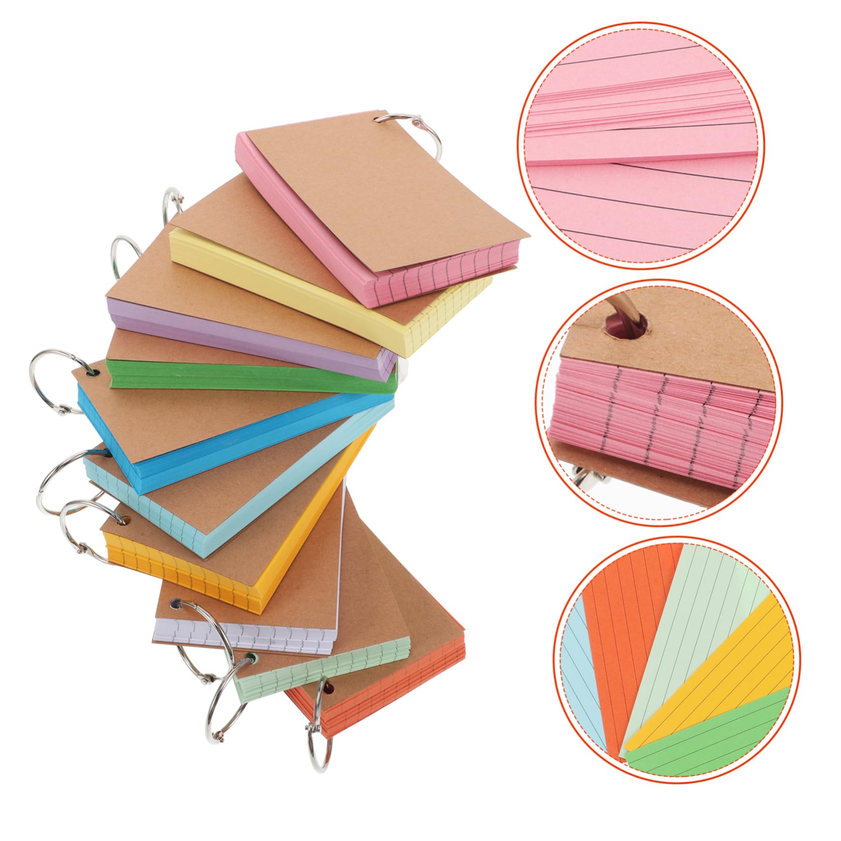 NUOBESTY 10 Piezas Notas Adhesivas Del Índice Americano Tarjetas De Aprendizaje Tarjetas Flash Con Anillos En Portátiles Lindas De Índice Acero Inoxidable