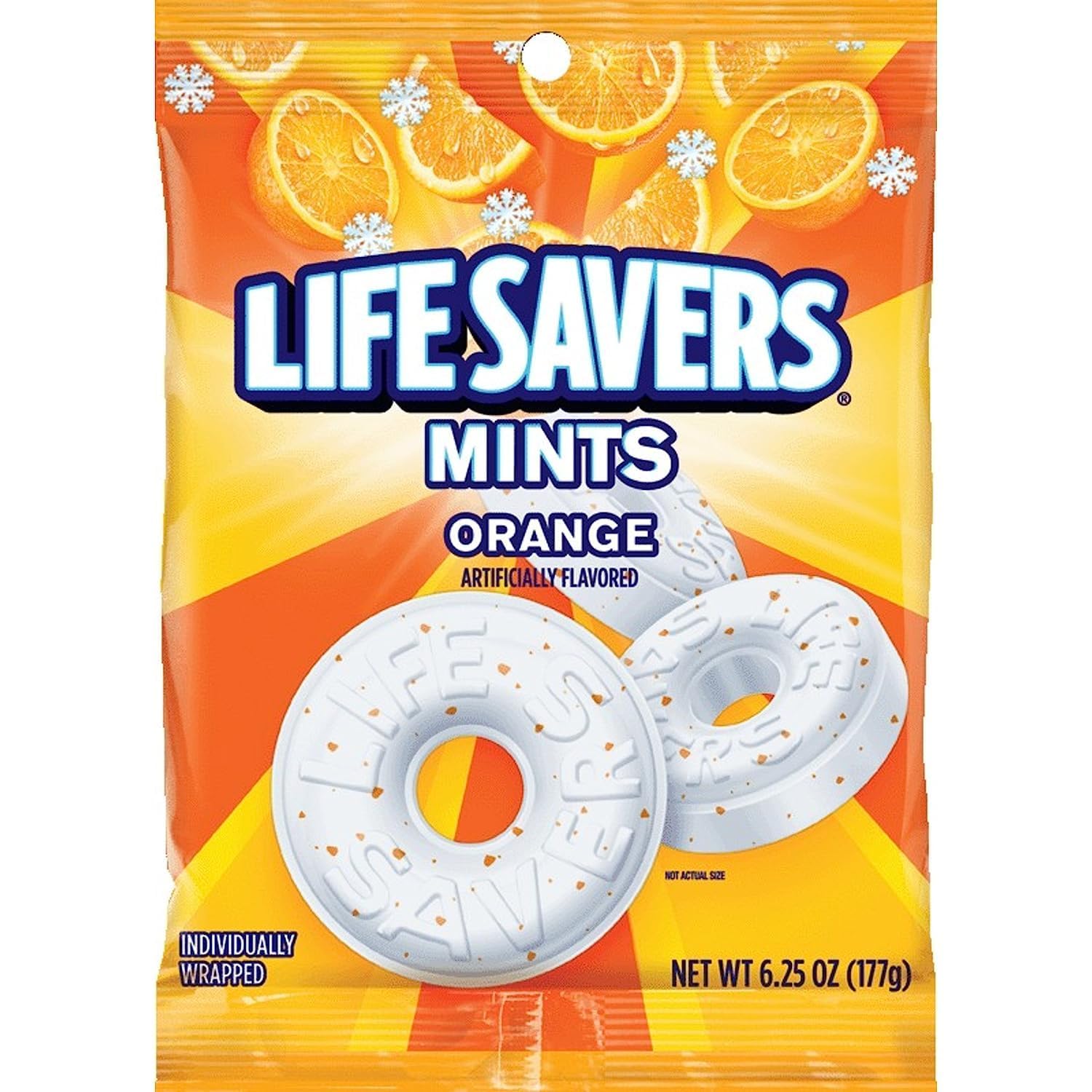 Orange Mint Life Savers - Pack of 4 - Individually Wrapped for Freshness - Perfect for Snacking on the Go - Great for the Whole Family