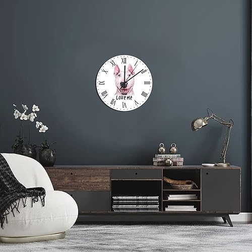 Miniatura 4 de COCOKEN Reloj de pared rústico Love Me Bull Terrier, reloj de pared decorativo para perros y mascotas, estilo shabby chic, retro, de 10 pulgadas,
