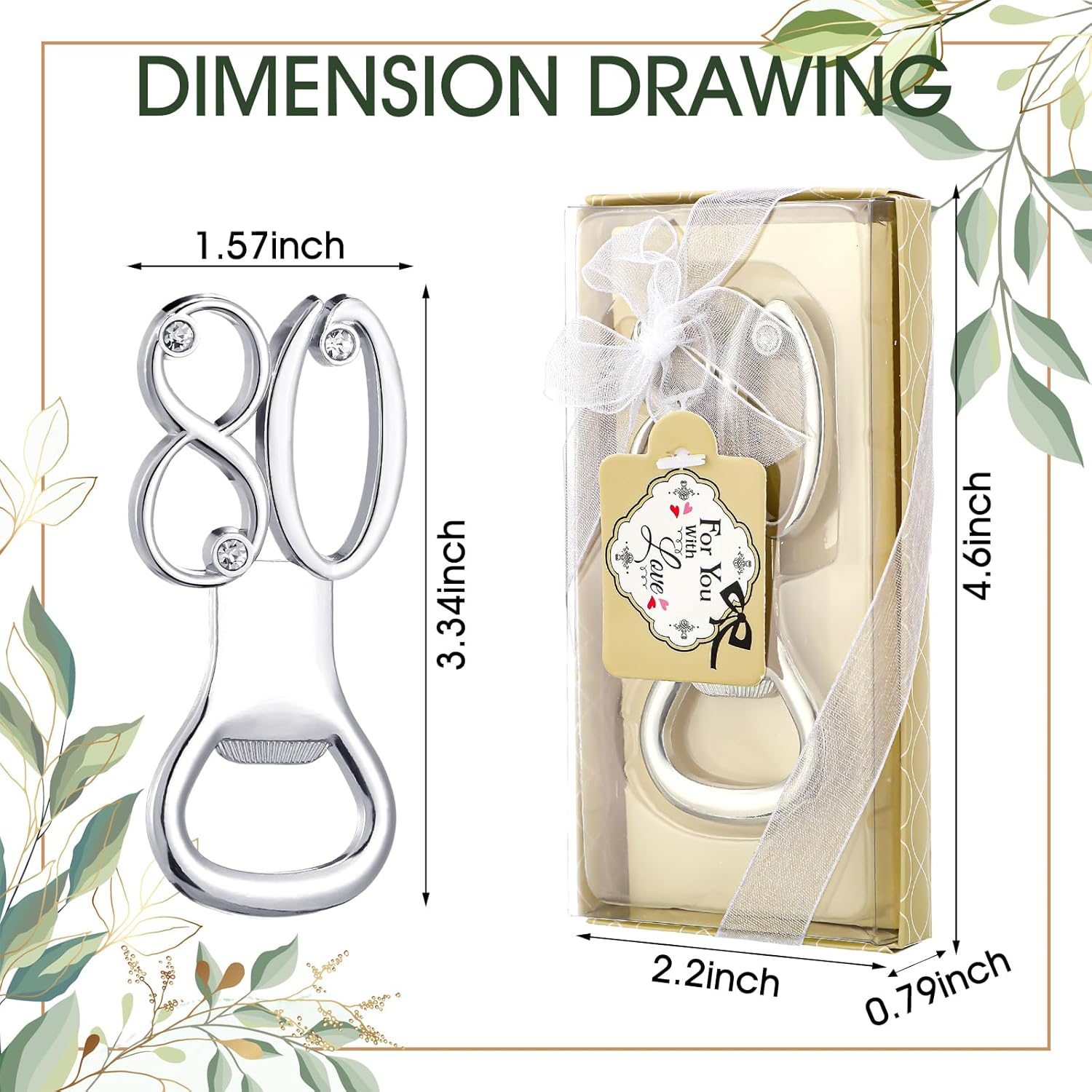 24 Pcs Silver Bottle Opener Set Birthday Party Favors for Guests with for You Tags, Wine Beer Opener Birthday Wedding Party Decorations Anniversaries Souvenirs Keepsake Gift (80th)