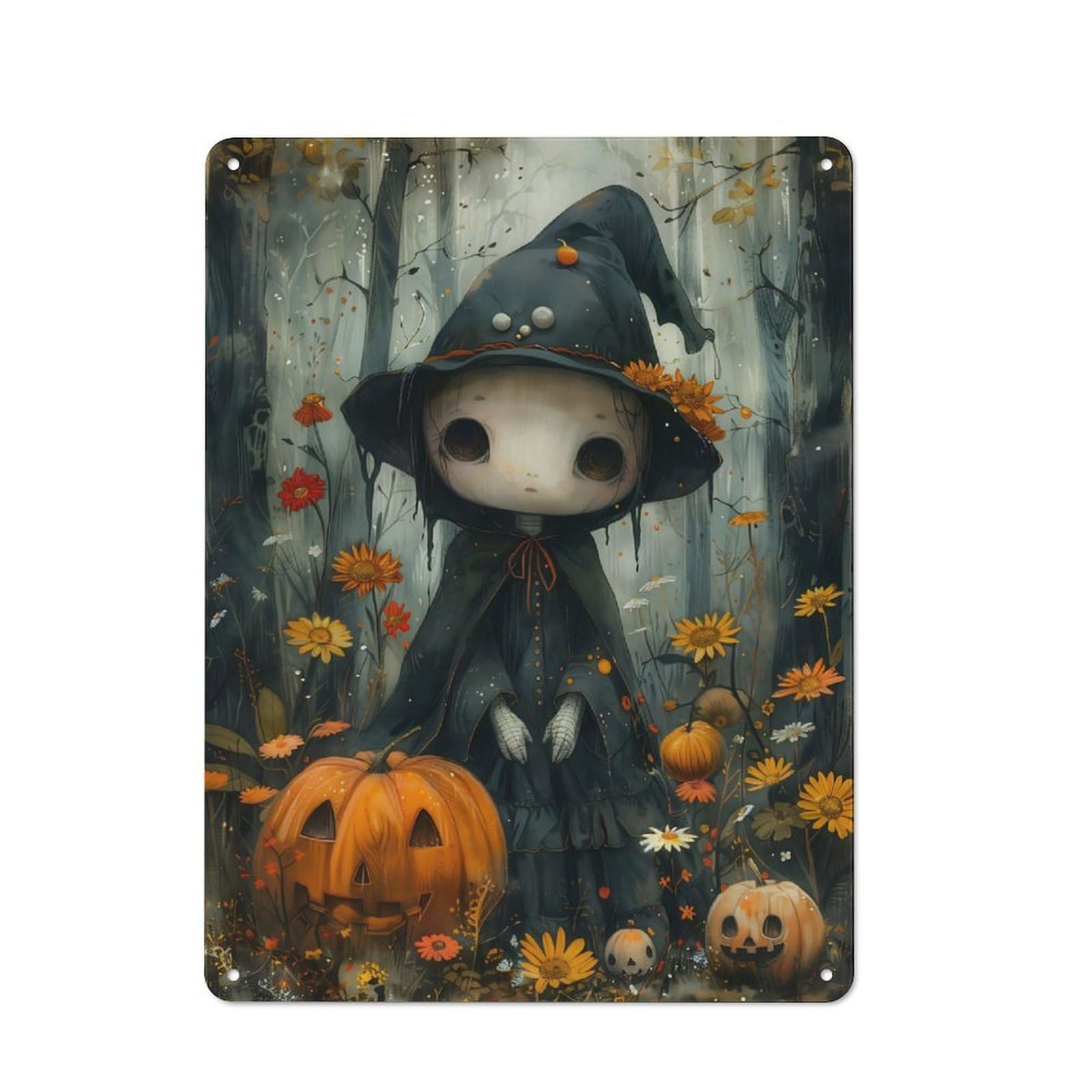 Junmoney Bohoo Ghost Witch Tin Wall Plaque 40X30cm With For Studio Or Craft Room, Suited To Craft Room Decorators