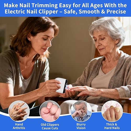 Miniatura 2 de 2026 New 3 in 1 Electric Nail Clipper for Thick Nails & Fragile Nails with Display, 3-Speed, LED Light & Storage, Rechargeable Electric Nail