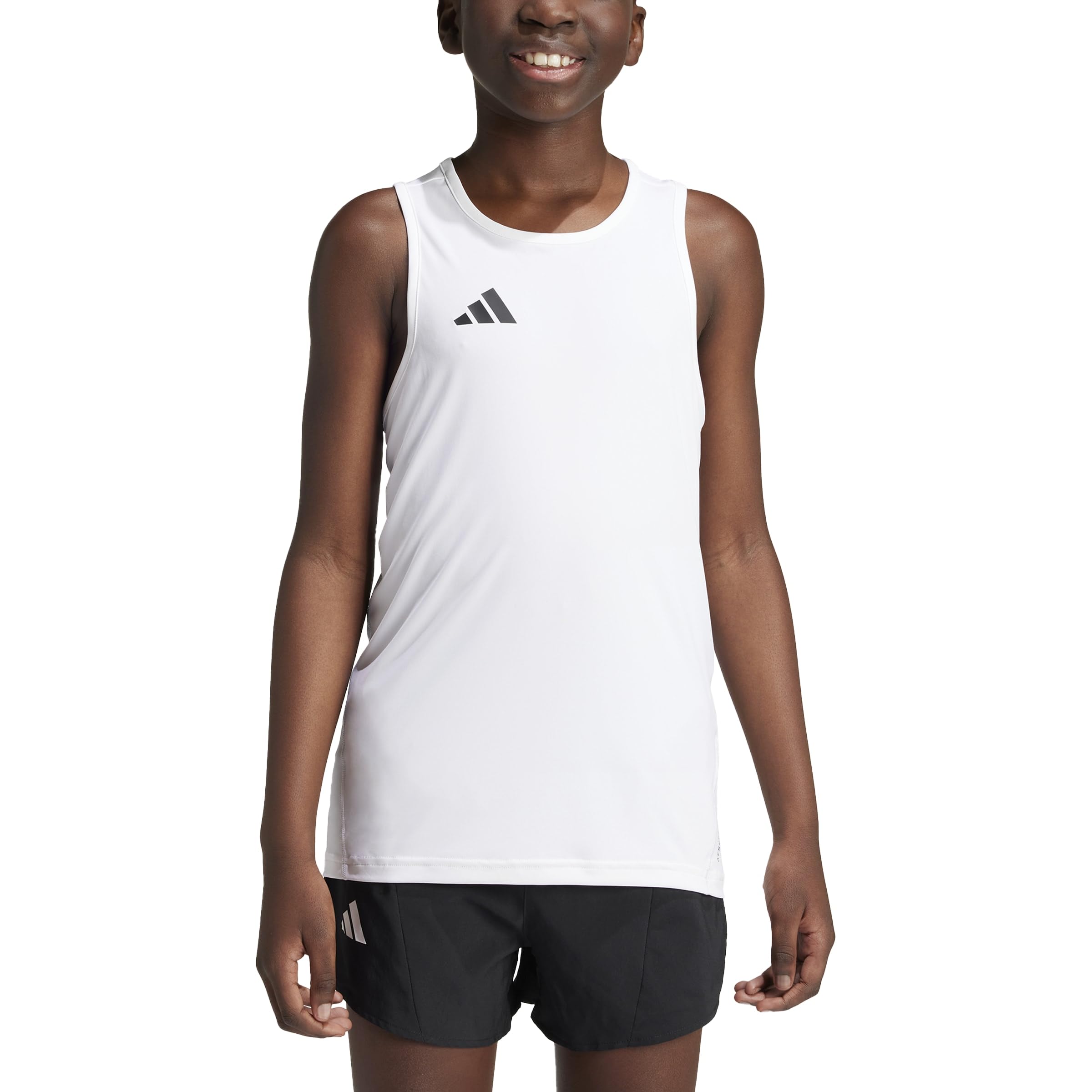 adidas Boys Junior Adizero Team Singlet T-Shirt, 15-16 Years White/Black