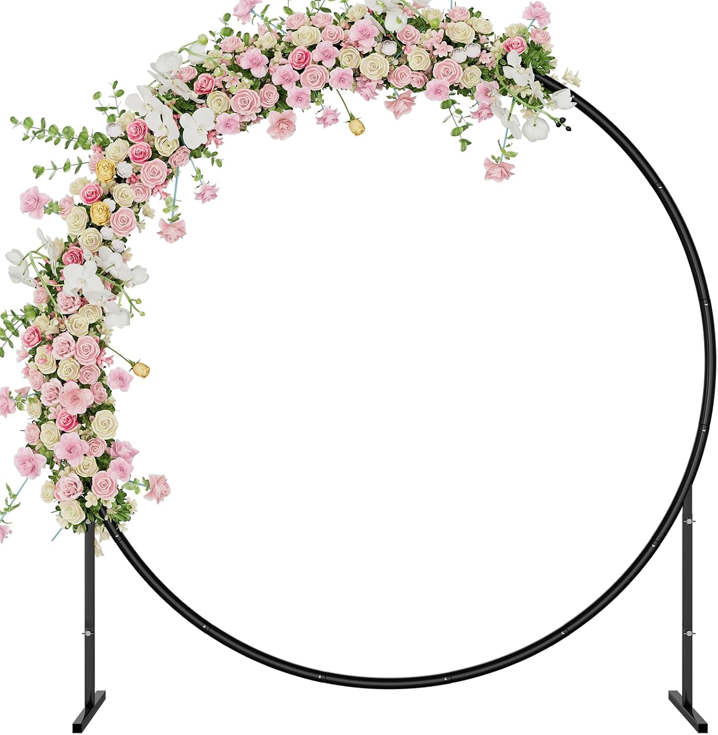 Sunexinlo 7.3FT Round Backdrop Stand,Metal Circle Backdrop Stand,Wedding Arch Frame for Anniversary,Circle Balloon Arch Stand for Birthday Party Baby Shower,Graduation Ceremony Decoration Black
