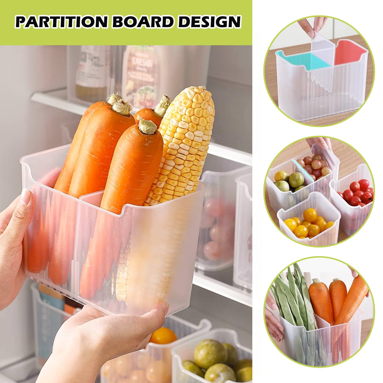 Lot De 6 Organiseurs De Réfrigérateur MEYAGOT - Boîtes De Rangement Transparentes Pour Porte Et Étagères Bac Porte Réfrigérateur