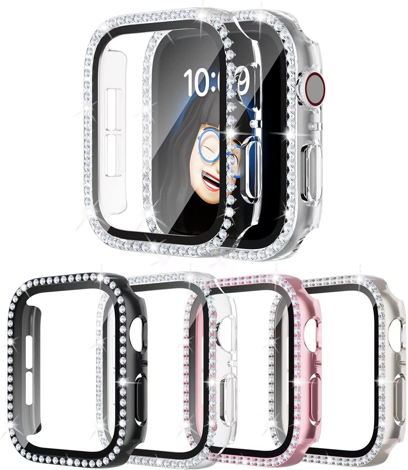 Goton 4 Pack for Apple Watch Series 9/8/7 41mm Screen Protector Bling Case, Women