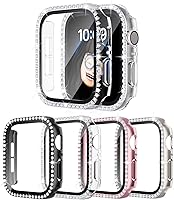 Vista 1 de 4 Pack Fundas Brillantes para Apple Watch SE 3/SE 2/SE/6/5/4 44mm, Funda Protectora de Diamantes y Brillantes con Protector de Pantalla de Vidrio