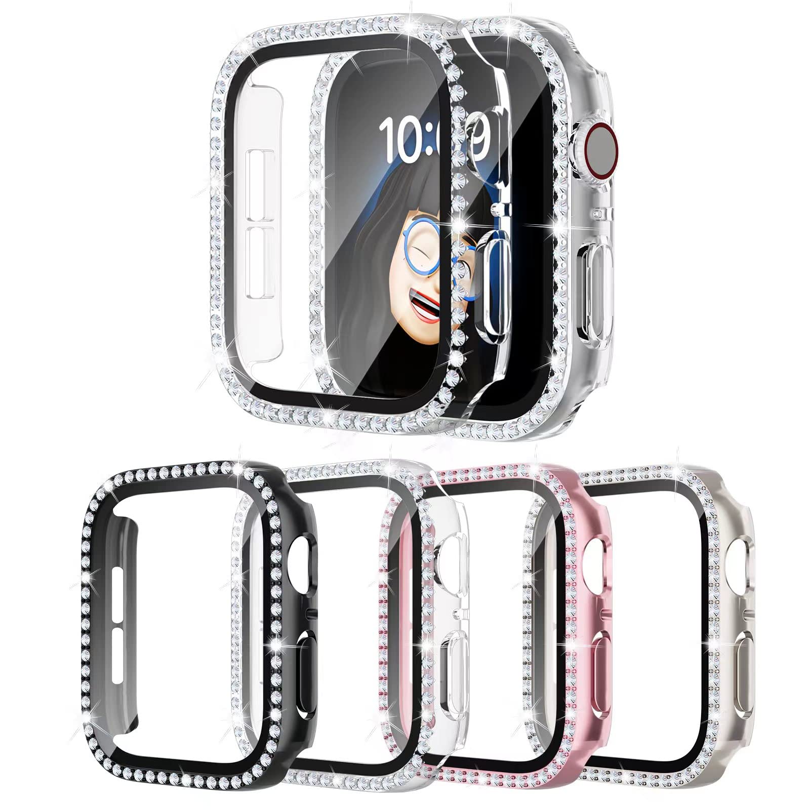 iWatch 7 8 9 (41mm) Bling Series Band + Rhinestone Case, Stainless Steel Amazon.com: DEALELE Bands Compatible with Apple Watch Series  main image 2