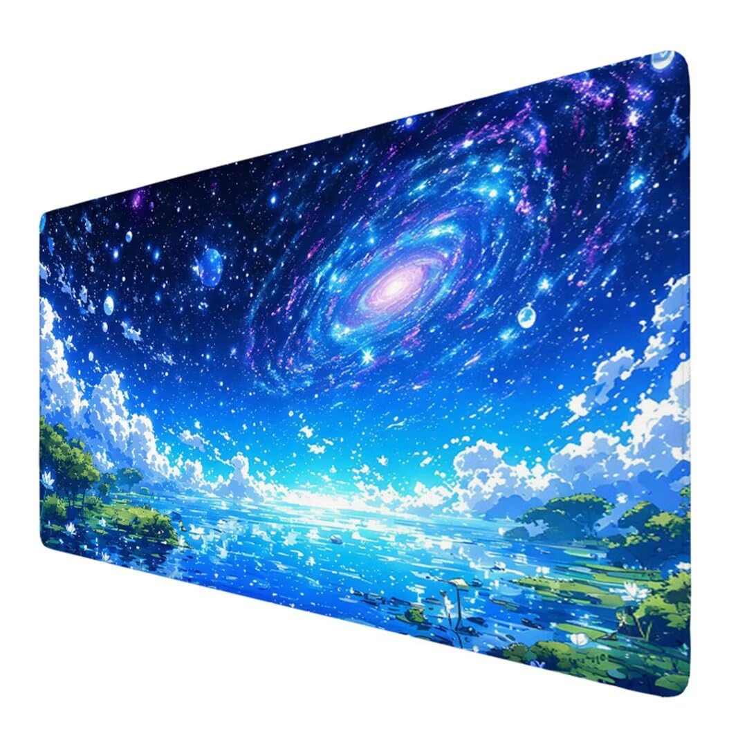 Alfombrilla de Ratón para Juegos 1500x800x3mm, Azul Alfombrilla de Ratón Paisaje, Alfombrilla de Ratón de Sobremesa para portátil, Alfombrilla de Ratón con Base de Goma Antideslizante Regalo VO-952