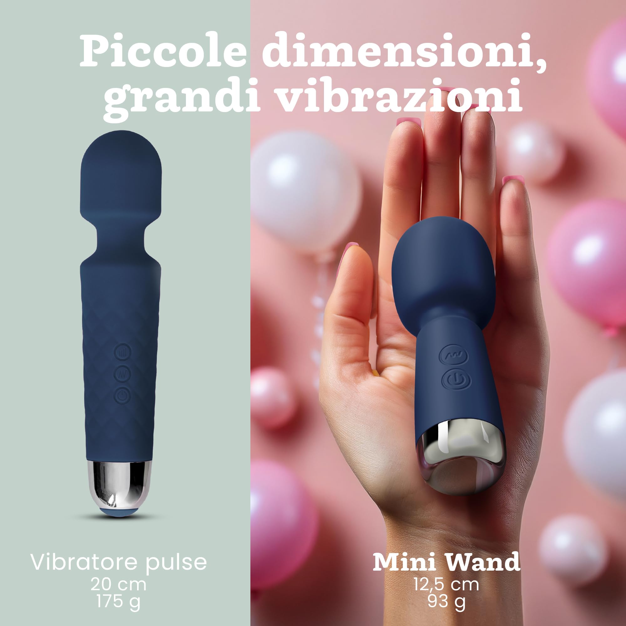 Mini vibratore di Oliver James – Wand vibratore ricaricabile in silicone con 5 velocità e 5 modalità, sex toy discreto per donne, 12,5 cm × 4,3 cm (Zaffiro di mezzanotte)