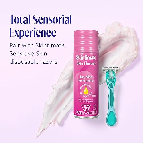 Miniatura 5 de Skintimate Skin Therapy Gel hidratante para afeitar para mujer piel seca con lanolina y mantequilla de oliva paquete de 3 unidades