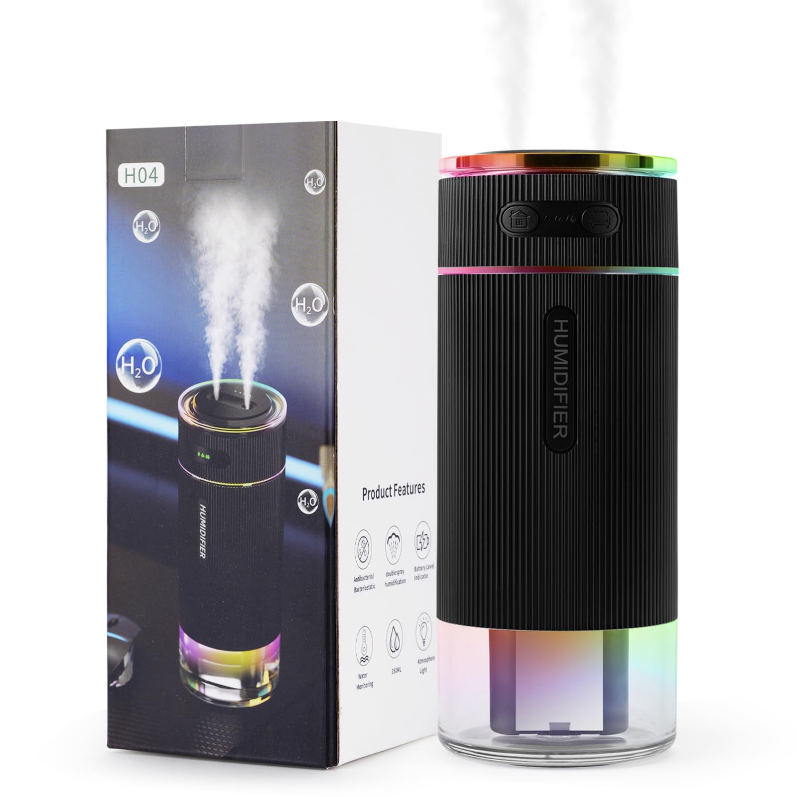 Photo 1 of Portable Small Humidifiers for Travel, Mini Air Ultrasonic Humidifier with Filter Element - Cool Mist, Whisper Quiet, Nightlight, 350ML Tank, Car Modes, Perfect for Baby, Bedroom, Hotel, Desk, Plants