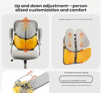 Four-Leaf Dynamic Ergonomic Lumbar Support Cushion 6-Level Adjustable Back Rest for Office Chair, Car Seat, Gaming Breathable 3D Mesh PP Frame 14125 in, Relieves Lower-Back Fatigue (Black)