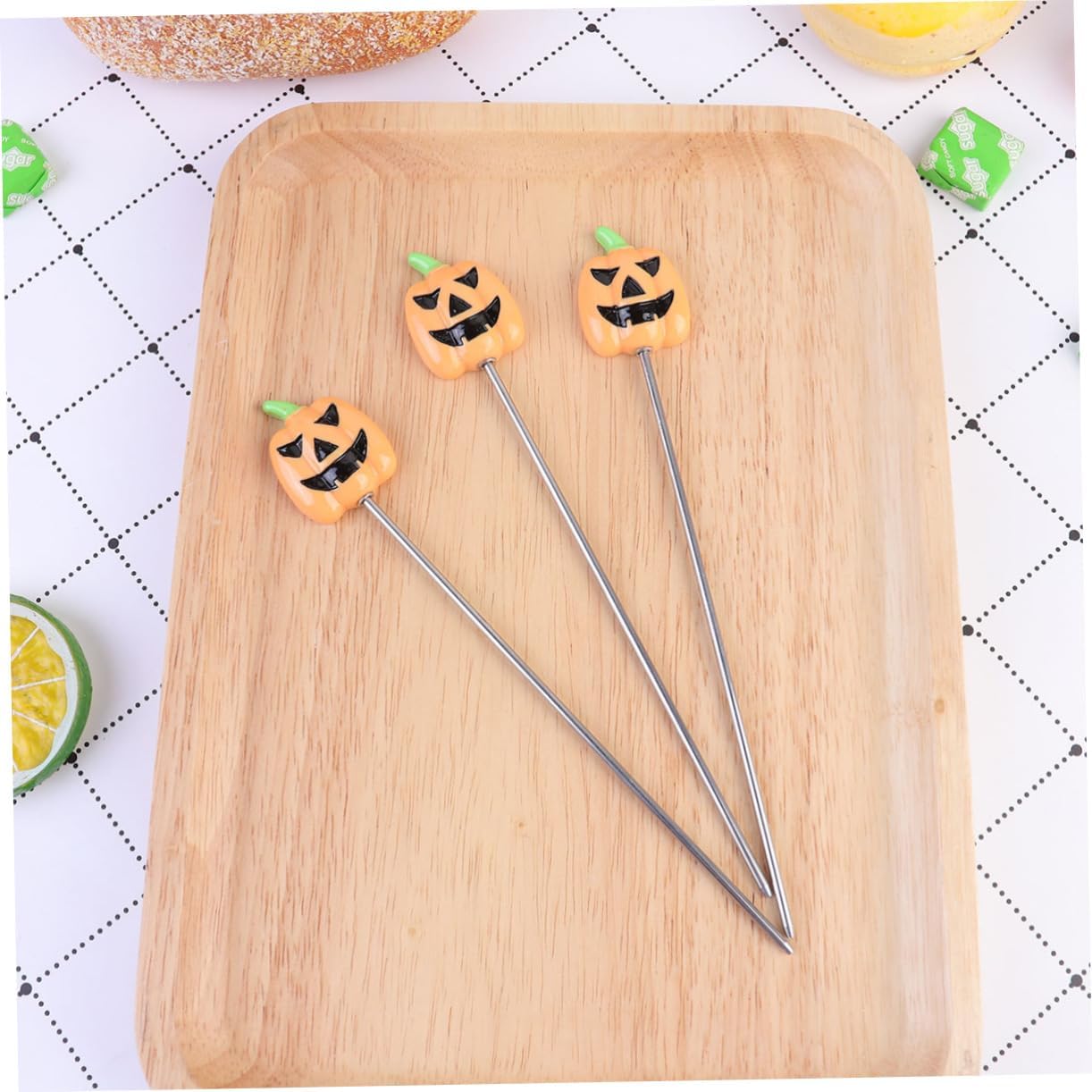 Garneck 4pcs Pumpkin Cake Tester Probes Stainless Steel Baking Tool for Biscuit Cupcake Muffin Easy to Clean Baking Supplies for Baked Treats