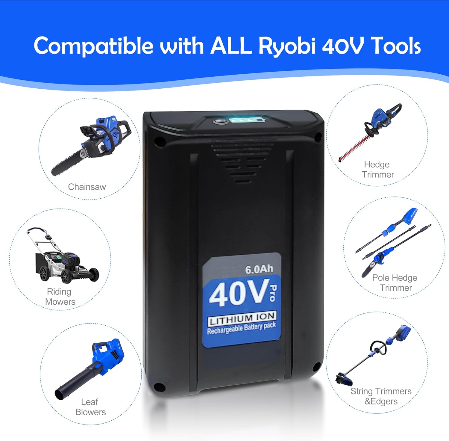 40V 6.0Ah Lithium Battery Replacement for Kobalt 40 Volt Max Batteries KB440-03 KB540C-06 KB540-06 KB2540C-06 KB640-03 KB240-06 KB640-06 KB245-06 ‎KRC40-06 KB440C-06 KRC60, for Cordless Power Tools