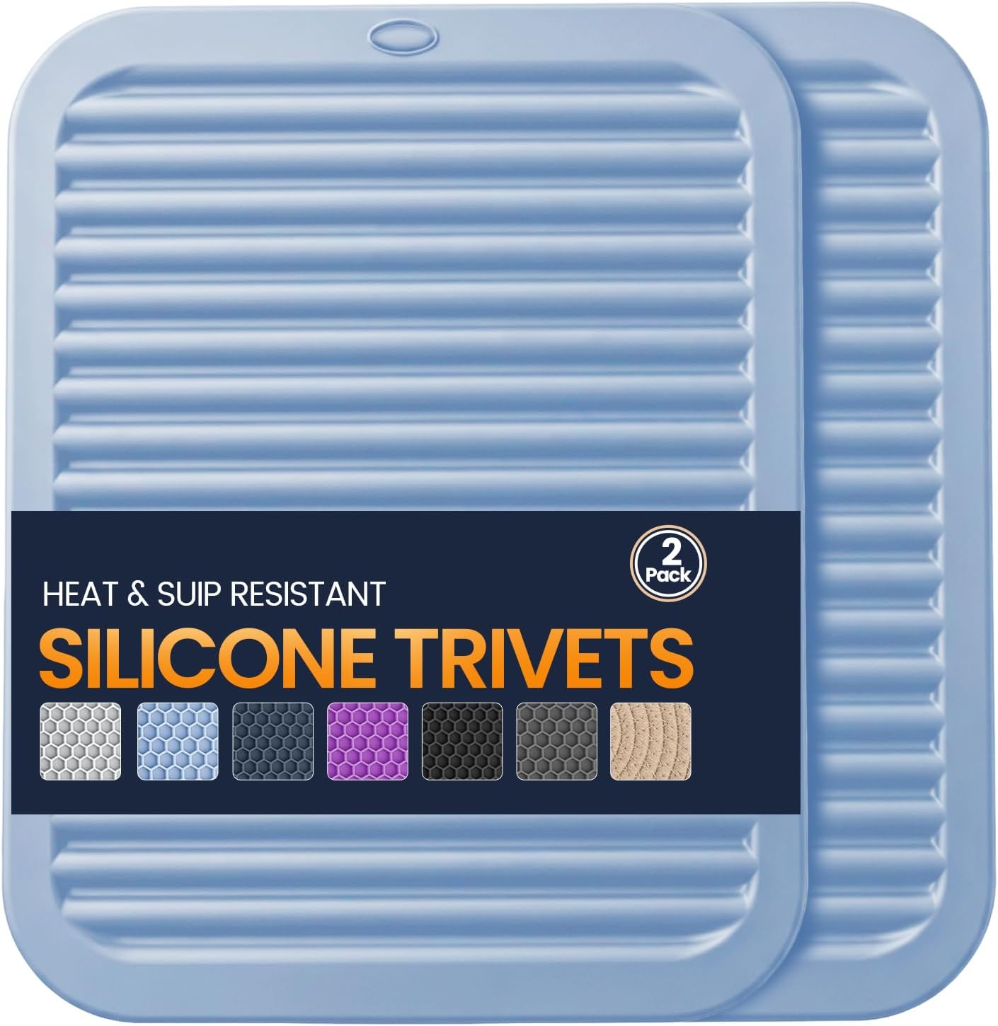 Silicone Trivet Mats 4 Heat Resistant Pot Holders Multipurpose Non-Slip Hot Pads for Kitchen Potholders, Drying mat, Jar Opener, Spoon Holder, Coaster.(Pitch Black)