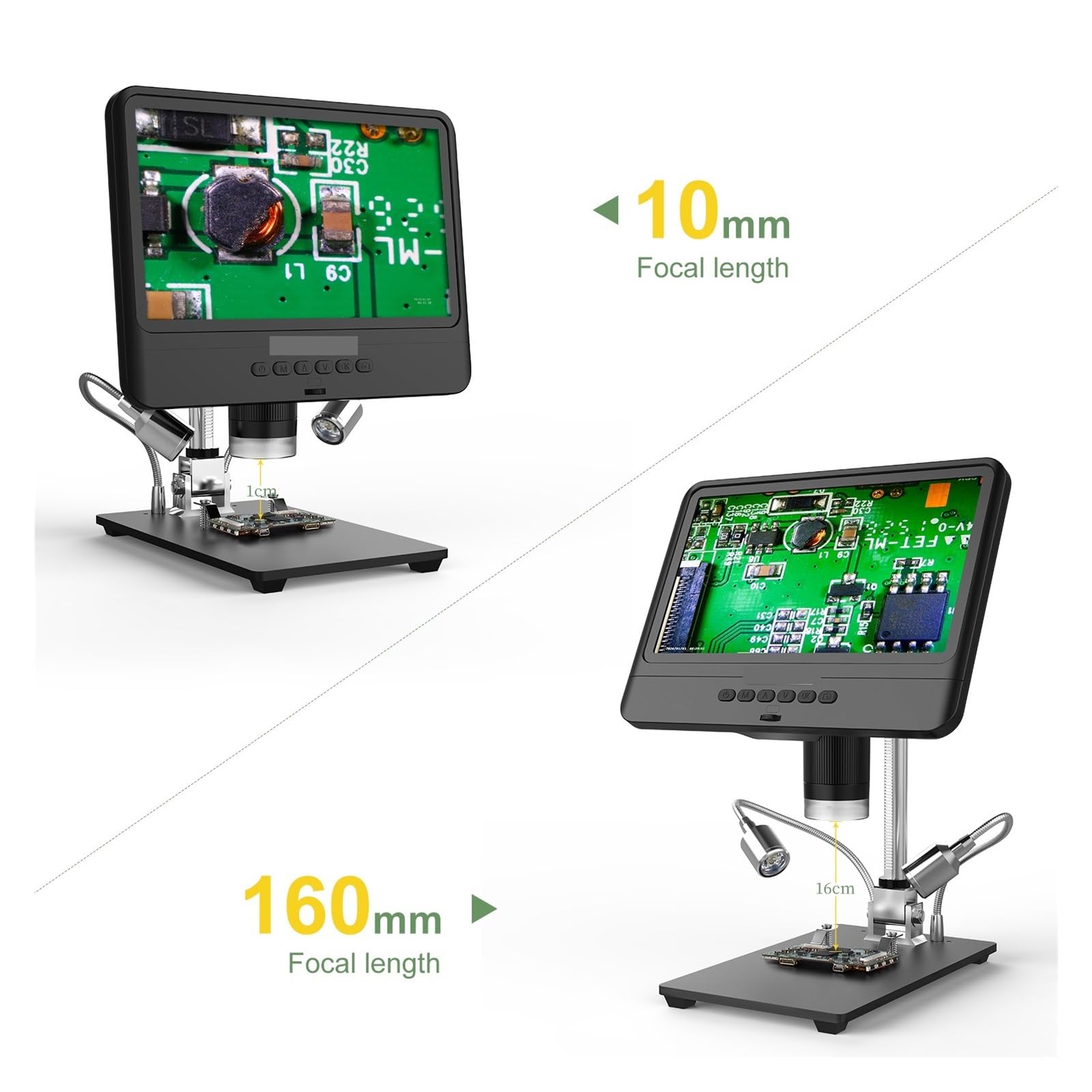Mikroskop Elektroniczny, Mikroskop 8,5-calowy Ekran Wyświetlacza LCD 5X-1200X Cyfrowy Regulowany Zakres 1080P Z Dwoma Światłami Wypełniającymi